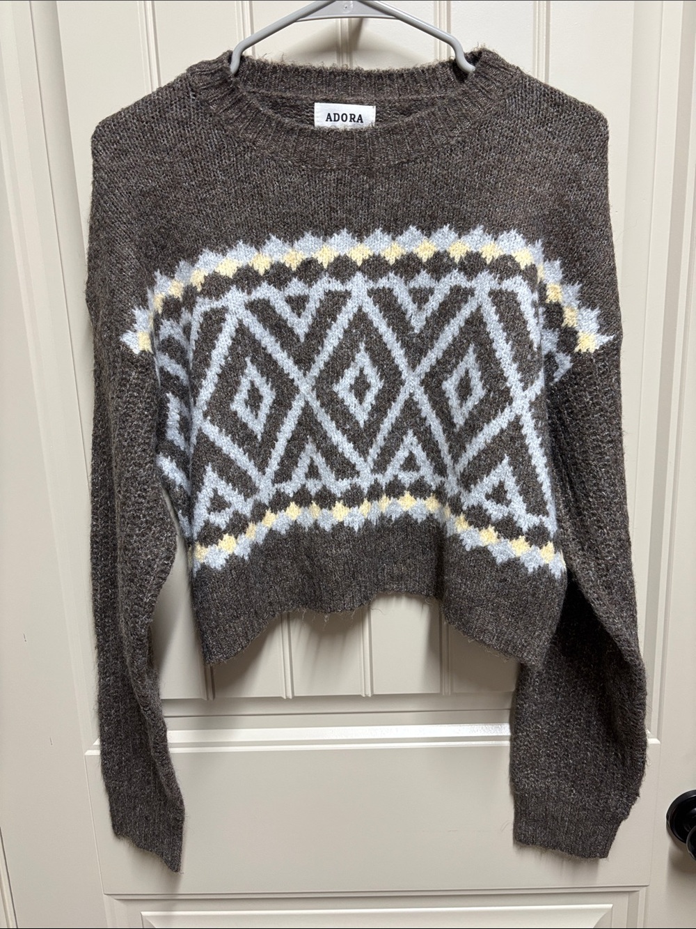 ADORA Brown Geometric Knit Sweater